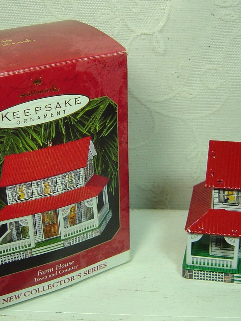 Vintage Hallmark Ornament-Farm House-#1 in Town & Country Series-1999-tin